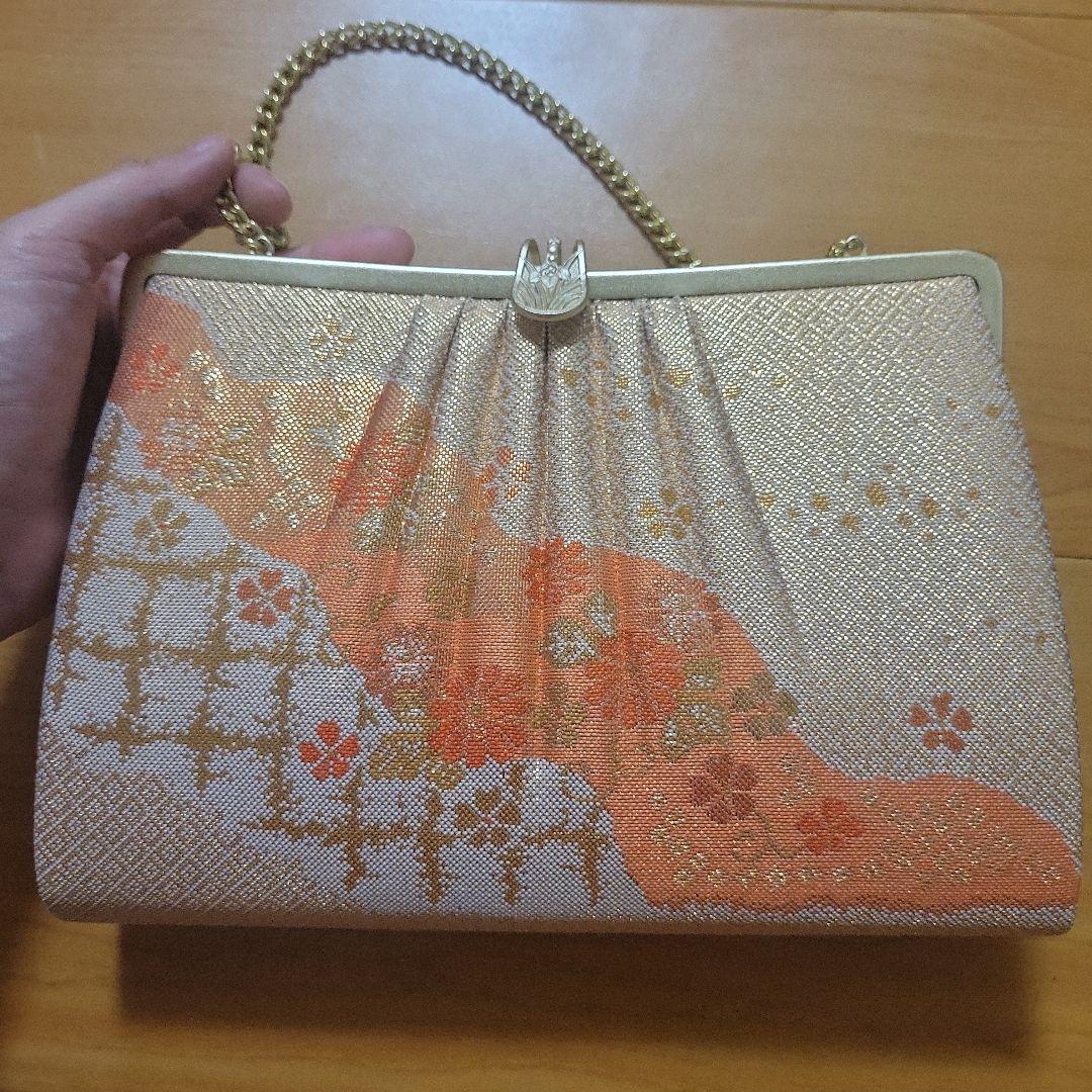 和装用バッグ 草履 セット ゴールド オレンジの写真2枚目