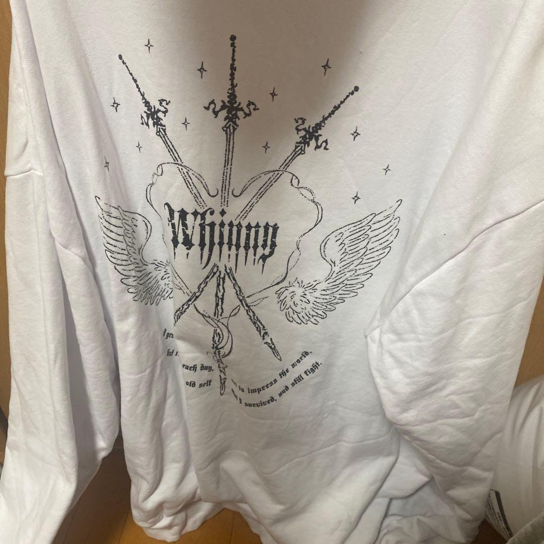 Whinny ジップアップパーカー ホワイト 刺繍の写真2枚目