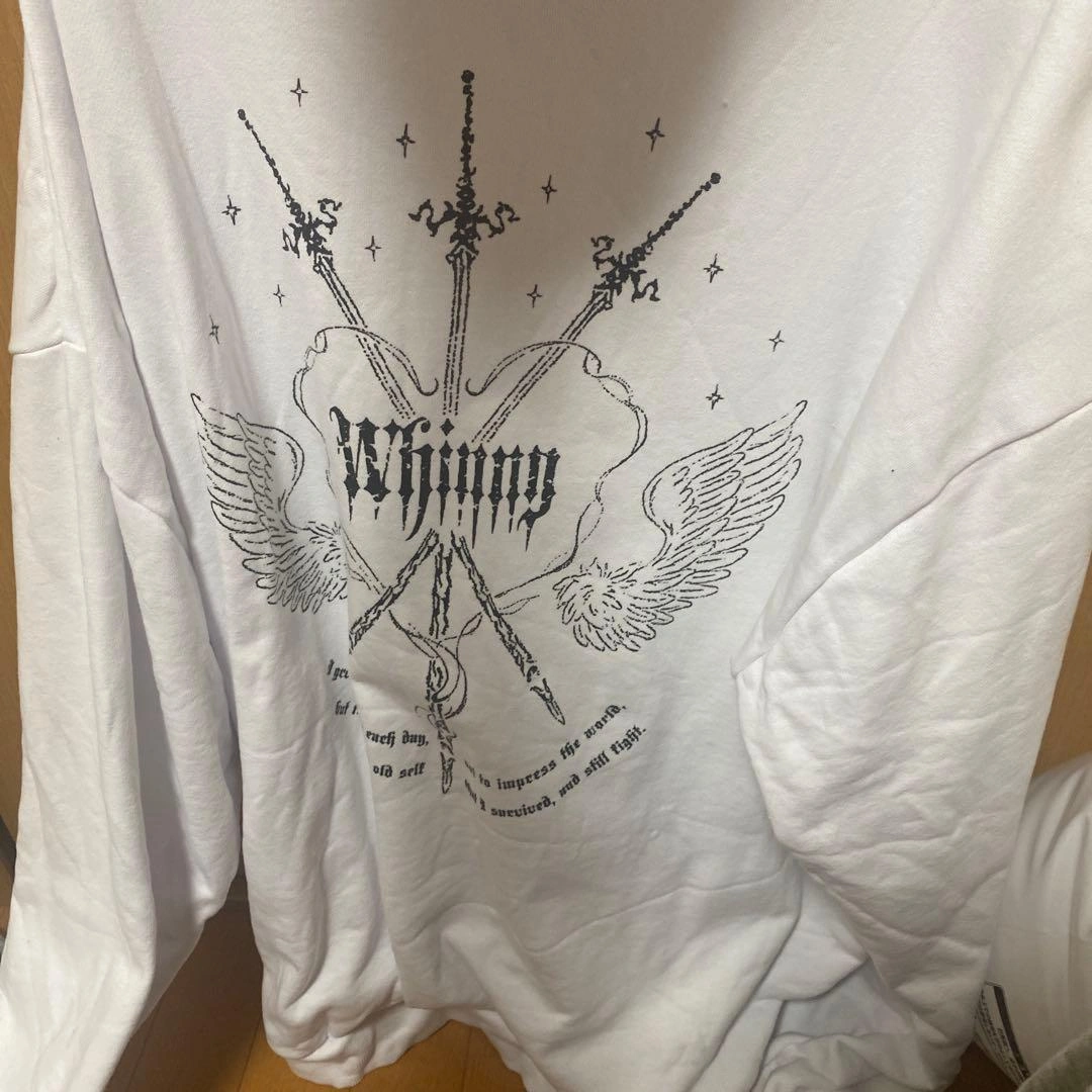 Whinny ジップアップパーカー ホワイト 刺繍の写真2枚目