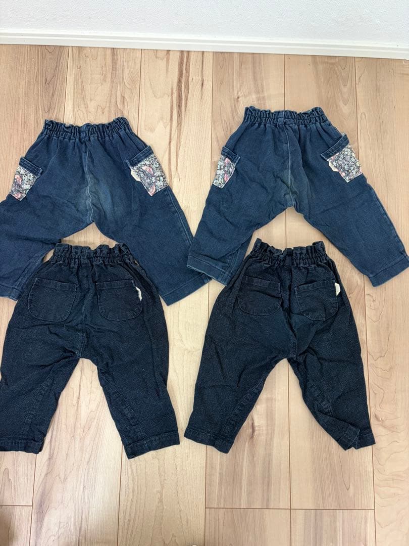 ハンドメイド ベビーパンツ 70 80 4着セット 双子 お揃い サルエルの写真5枚目