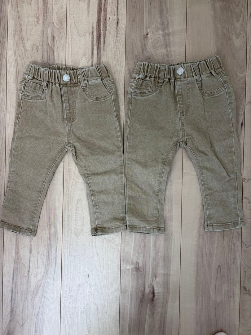 SHEIN ベビーパンツ 9-12M 2本セット 双子 お揃い ベージュ