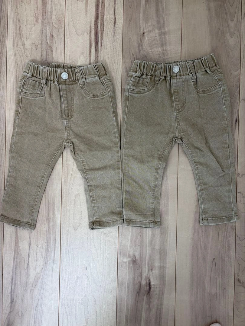 SHEIN ベビーパンツ 9-12M 2本セット 双子 お揃い ベージュ