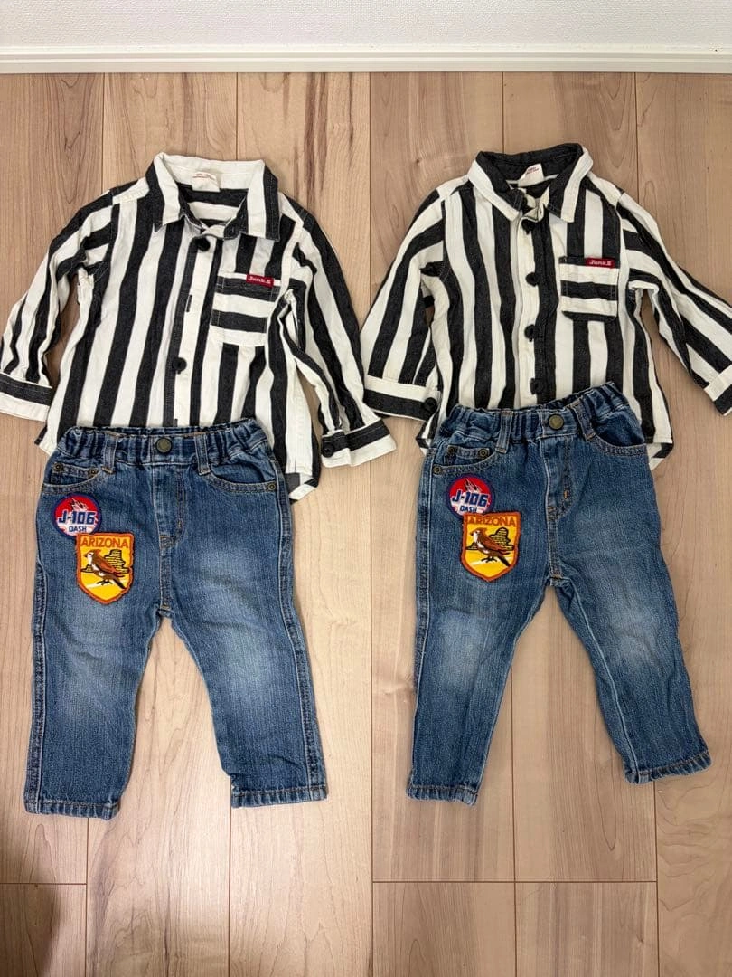 JUNK STORE 兄弟 お揃いコーデ 80 90 4点セット デニム 双子
