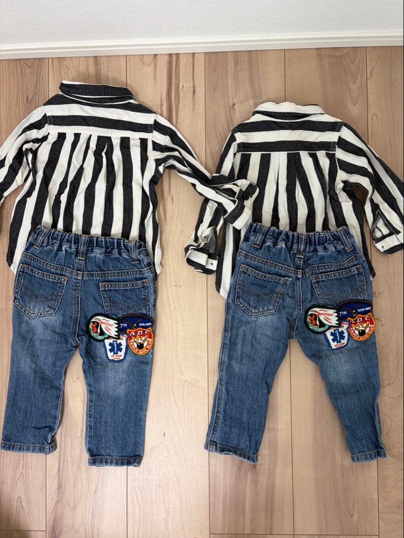 JUNK STORE 兄弟 お揃いコーデ 80 90 4点セット デニム 双子の写真2枚目