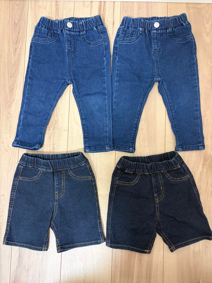 ベビー デニムパンツ ハーフパンツ 4点セット 80cm 双子 お揃い