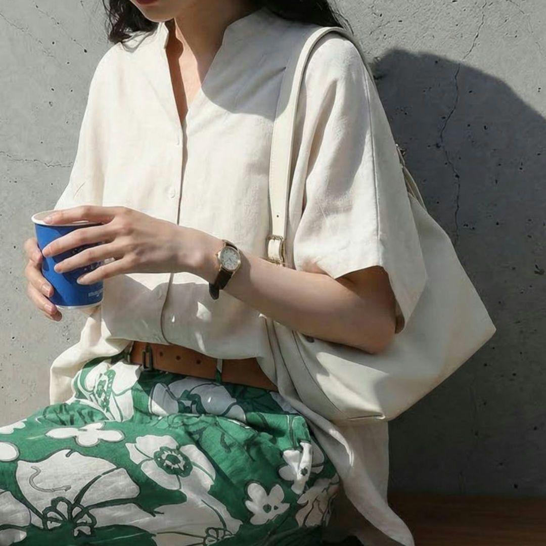 antiqua 麻×リネン混 半袖シャツ ブラウス　リネンシャツ アンティカの写真3枚目