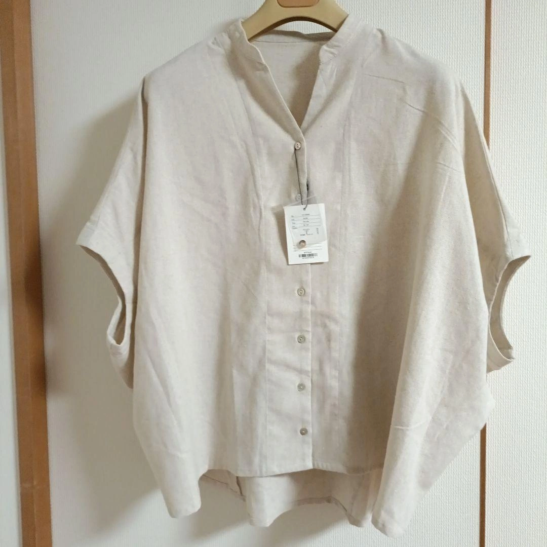 antiqua 麻×リネン混 半袖シャツ ブラウス リネンシャツ アンティカの写真4枚目