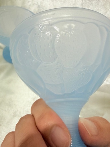 【フランス製】レトロ可愛い すりガラスのデザートグラス 2客セット（美品）の写真2枚目