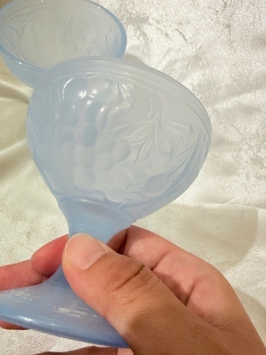 【フランス製】レトロ可愛い すりガラスのデザートグラス 2客セット（美品）の写真4枚目