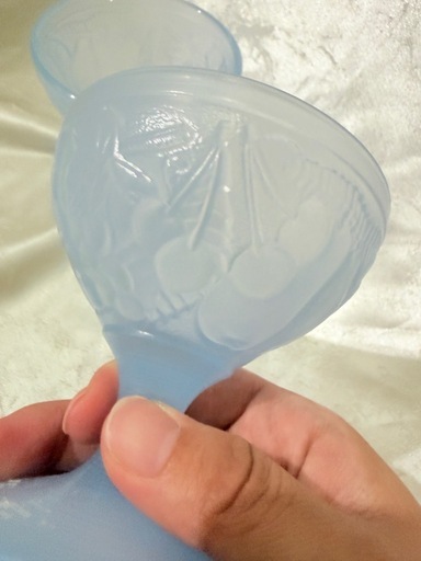 【フランス製】レトロ可愛い すりガラスのデザートグラス 2客セット（美品）の写真5枚目