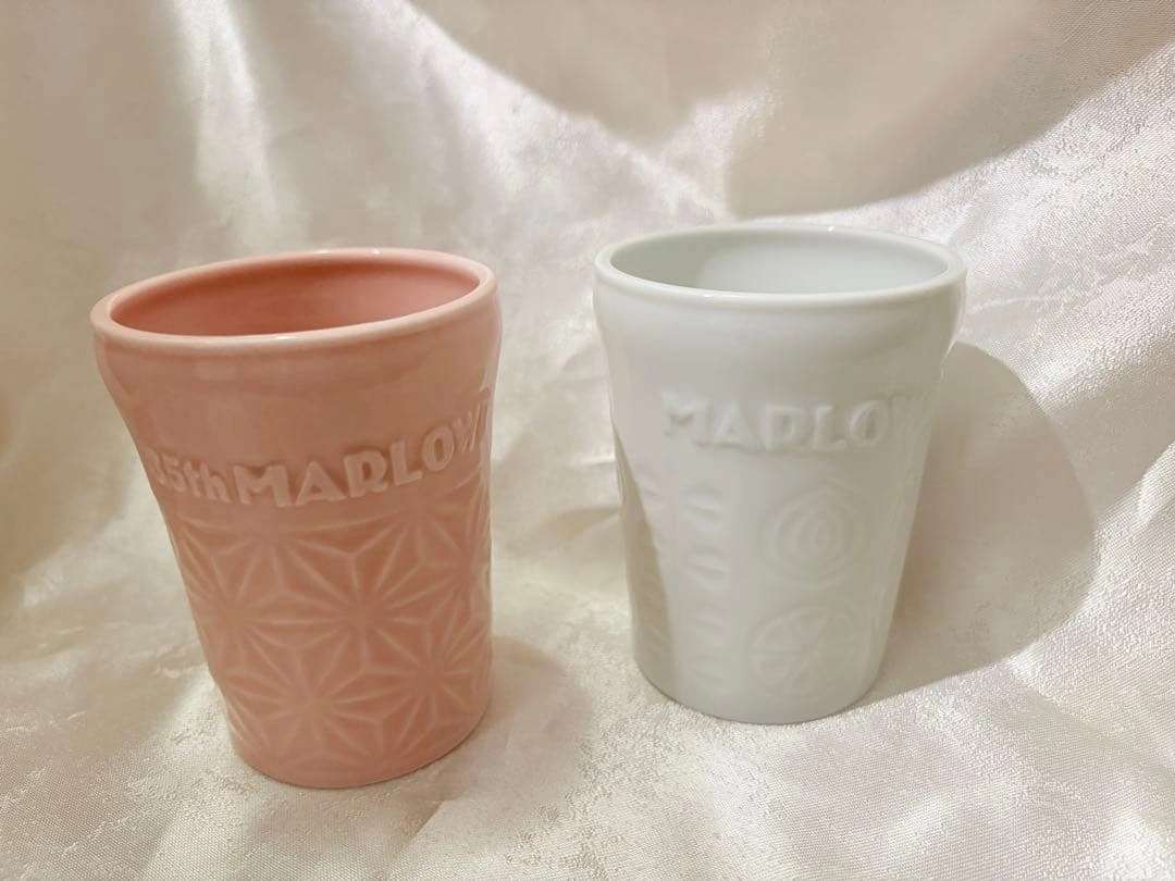 マーロウ 陶器ビーカー 2個セット 2019年ピンク(35th)&ホワイト
