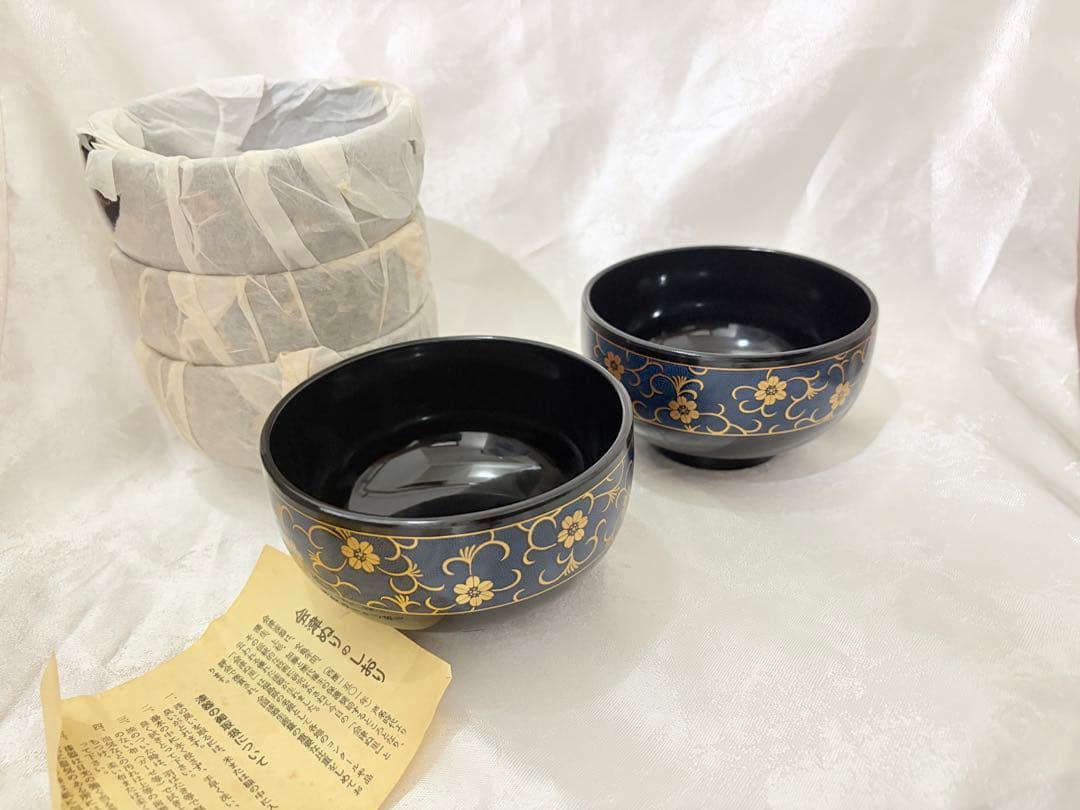 会津塗 金彩花唐草文様 汁椀 5客セット（内3客未使用)