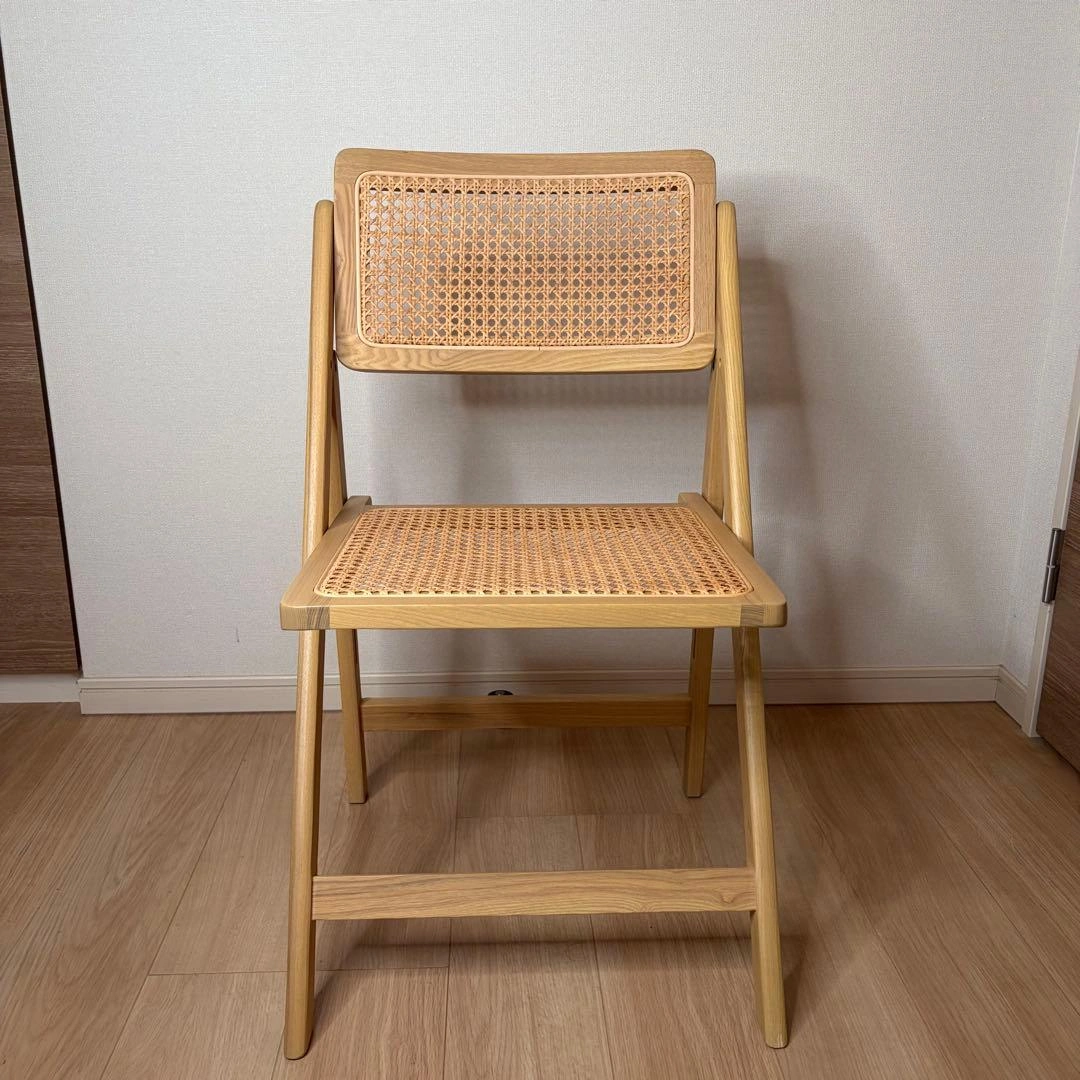 美品 ZARA HOME ウッド&ラタン フォールディングチェア 折りたたみ椅子の写真2枚目