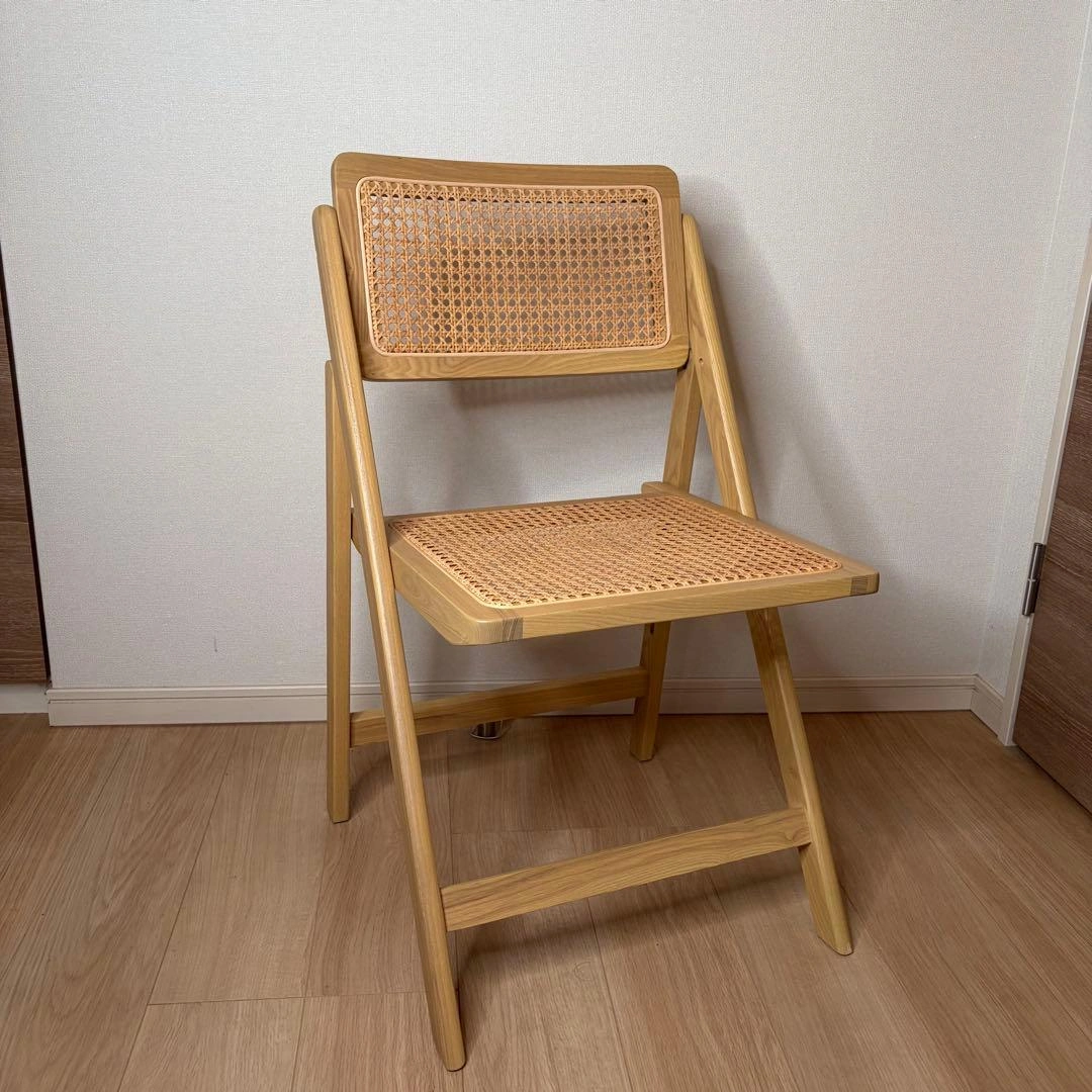 美品 ZARA HOME ウッド&ラタン フォールディングチェア 折りたたみ椅子の写真6枚目