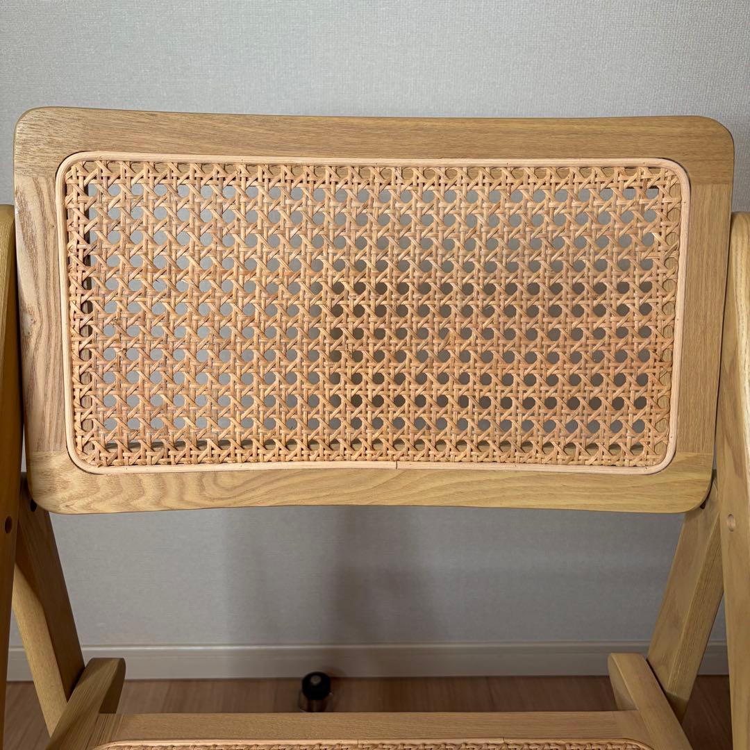 美品 ZARA HOME ウッド＆ラタン フォールディングチェア 折りたたみ椅子の写真9枚目
