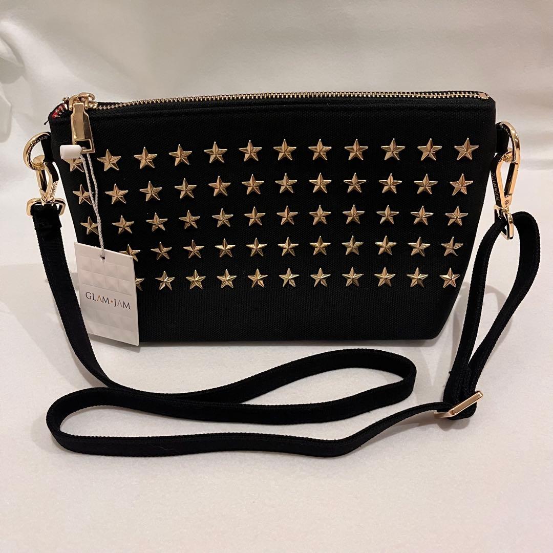 【新品タグ付】GLAM JAM グラムジャム 星スタッズ ショルダーポーチ 黒金