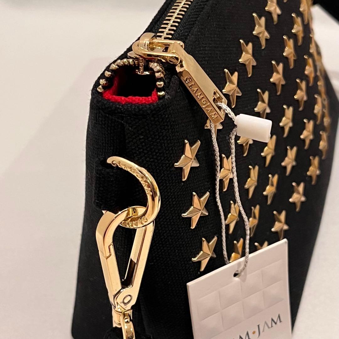 【新品タグ付】GLAM JAM グラムジャム 星スタッズ ショルダーポーチ 黒金の写真5枚目