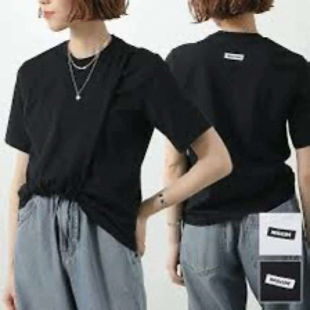 MSGM エムエスジーエム フロントノット ツイスト Tシャツ ブラック 黒 Sの写真4枚目