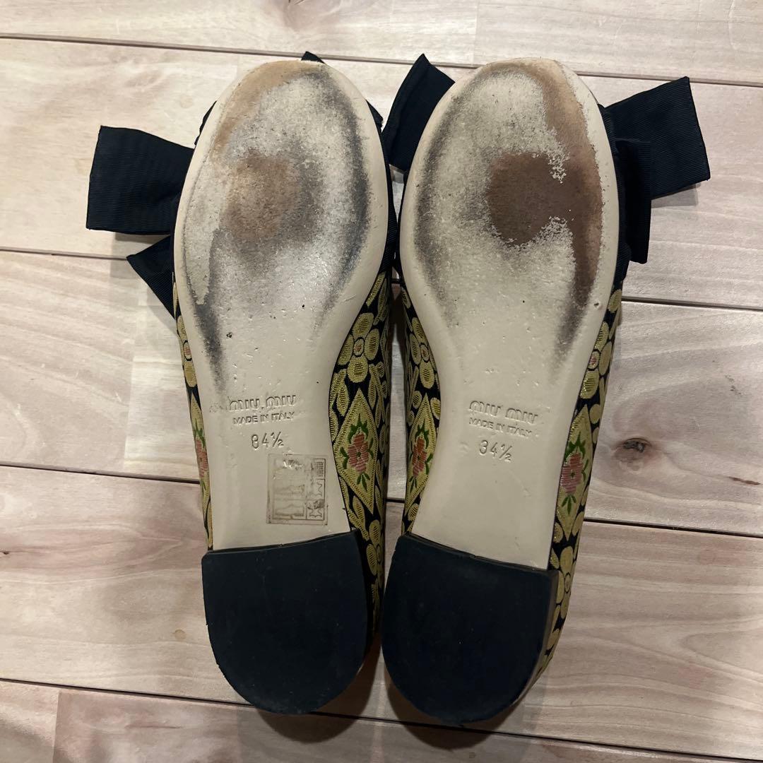 miu miu フラットシューズ バレエシューズ リボン 34半(22cm)の写真6枚目