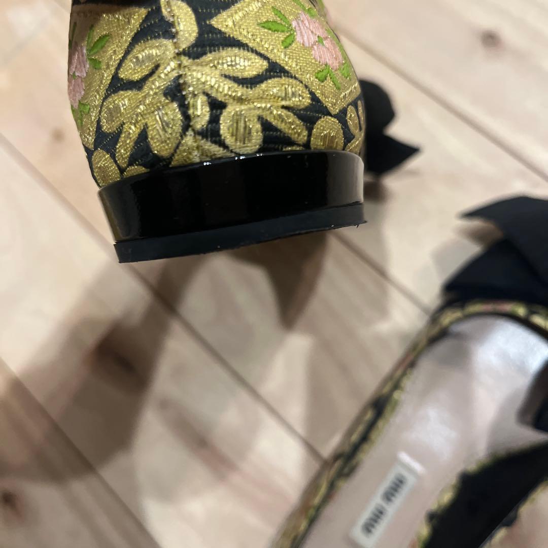miu miu フラットシューズ バレエシューズ リボン 34半(22cm)の写真7枚目