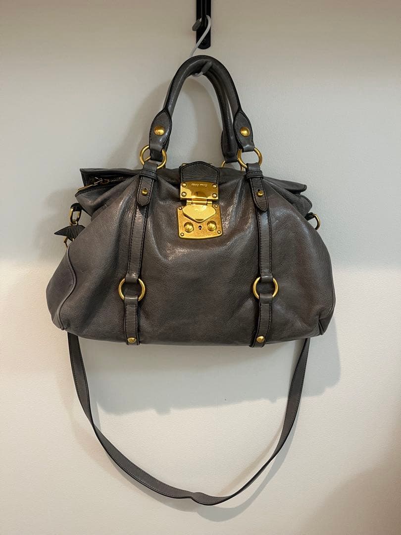 miu miu 2way ハンドバッグ グレー