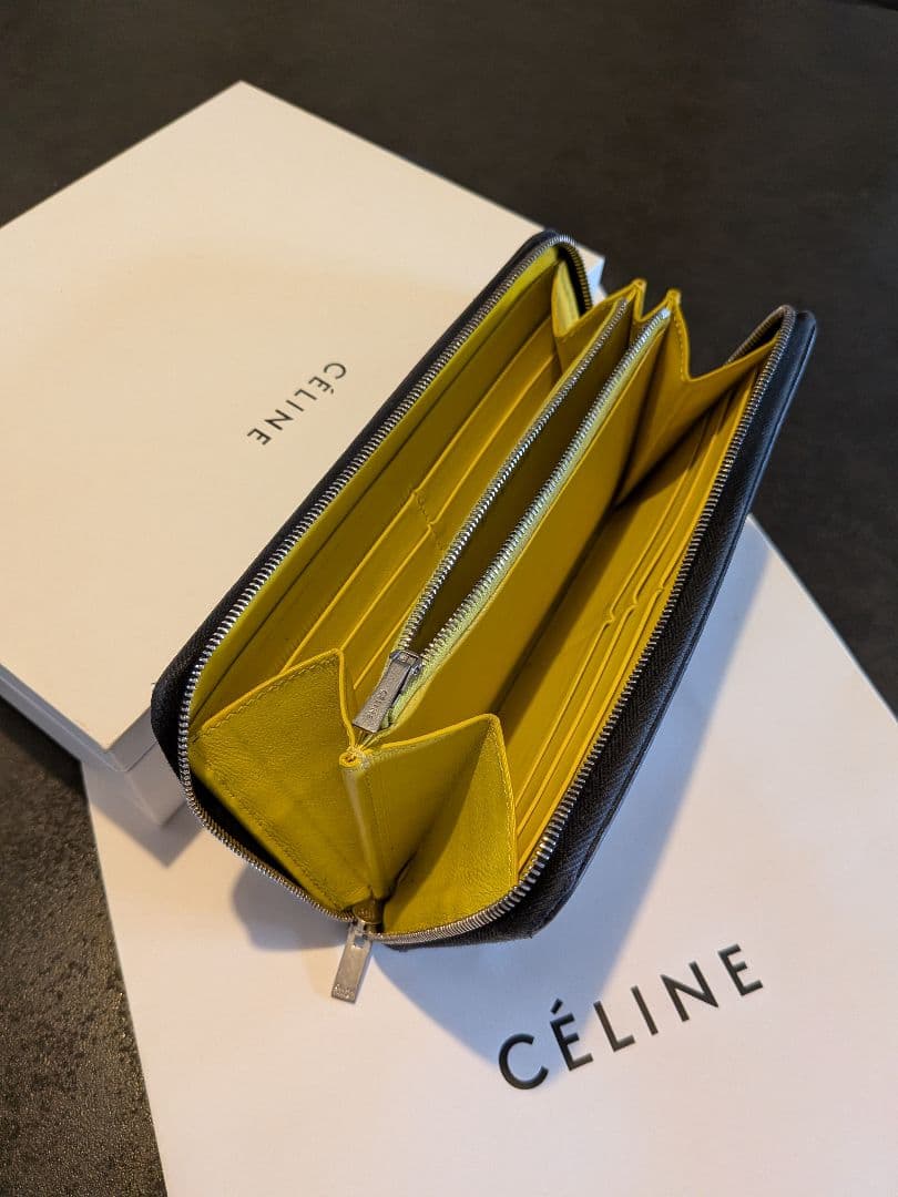CELINE 長財布 ブラック/イエロー ラウンドジップの写真8枚目