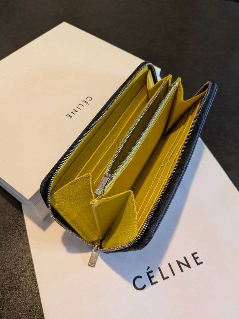 CELINE 長財布 ブラック/イエロー ラウンドジップの写真8枚目