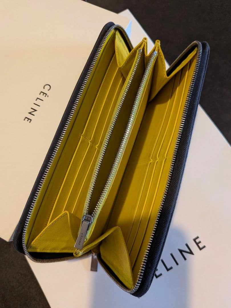 CELINE 長財布 ブラック/イエロー ラウンドジップの写真9枚目