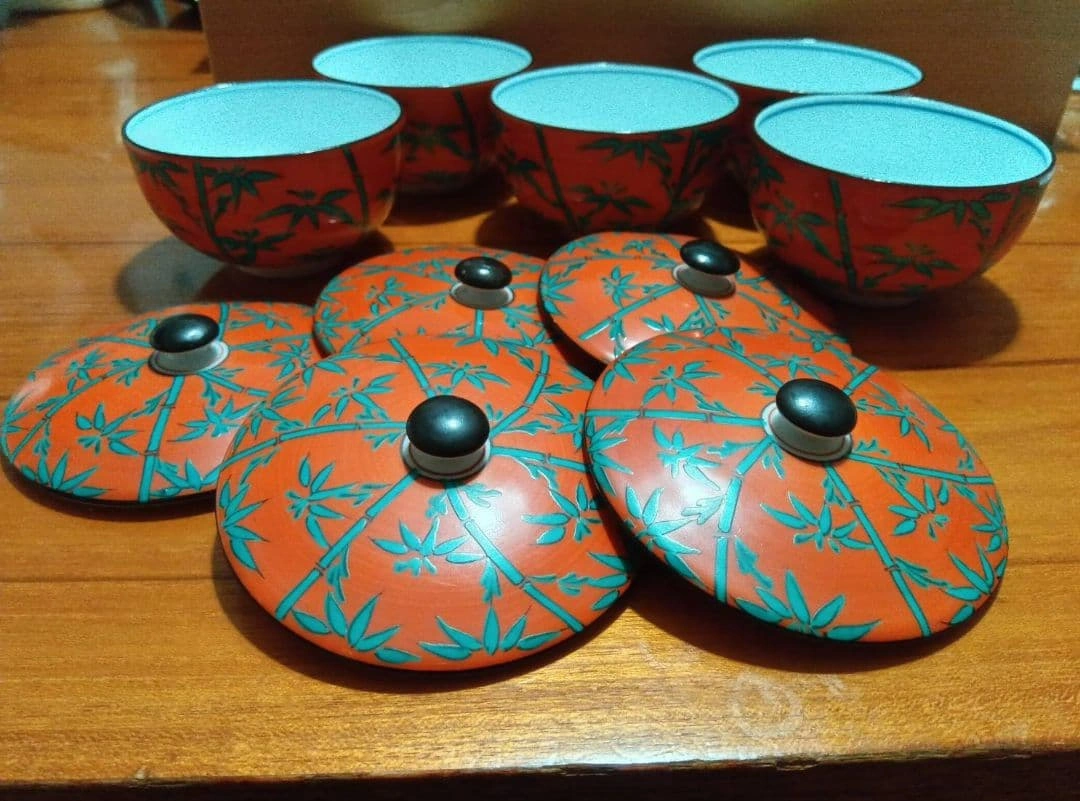 たち吉 朱緑竹彩 御茶呑茶碗の写真3枚目