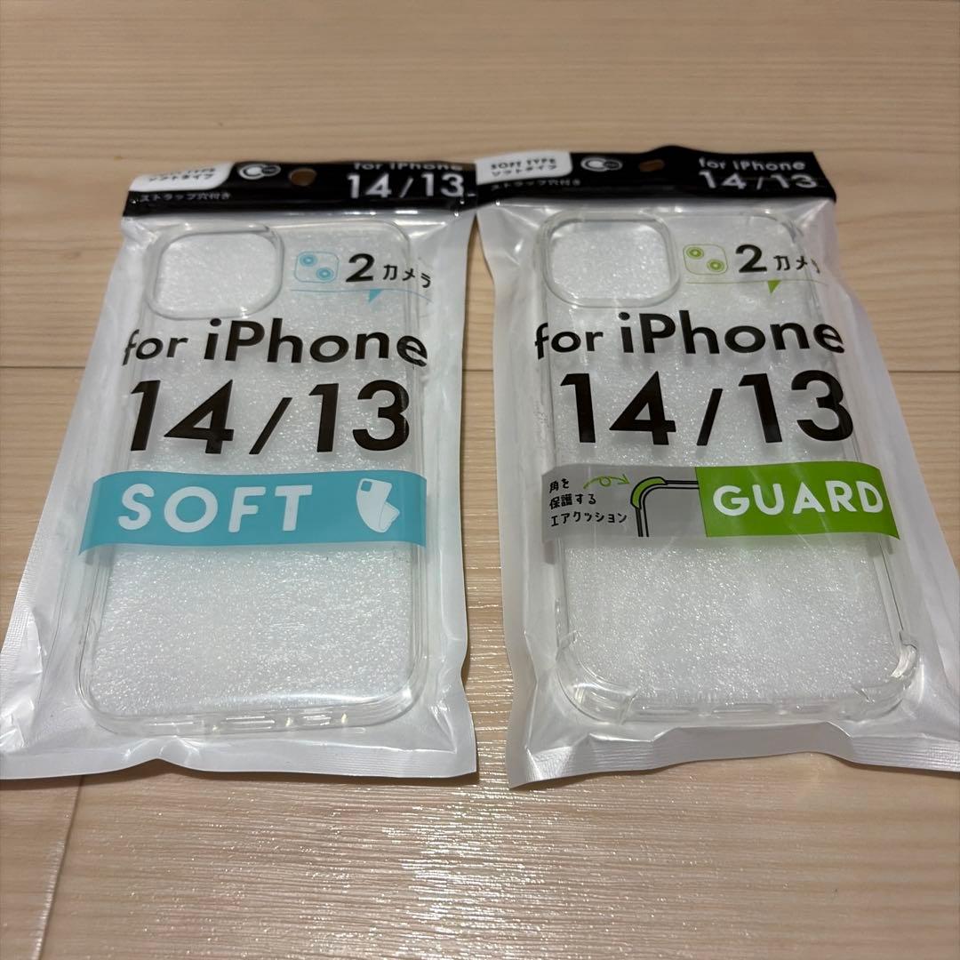 【新品】iPhone 14/13 スマホカバー クリアケース ソフトとガード