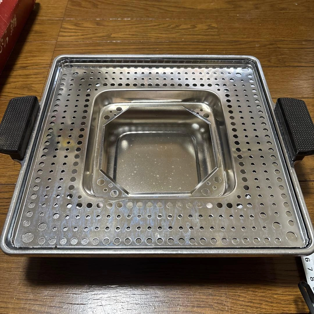 【未使用】レトロ 四角い天ぷら鍋 油切り機能付き(訳あり長期保管品)の写真2枚目