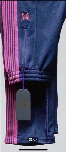新品Needlesストレッチジャージパンツ ネイビーピンク色Lセイズ