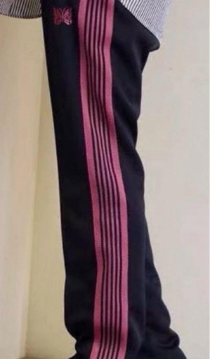 新品Needlesストレッチジャージパンツ ネイビーピンク色Lセイズの写真3枚目