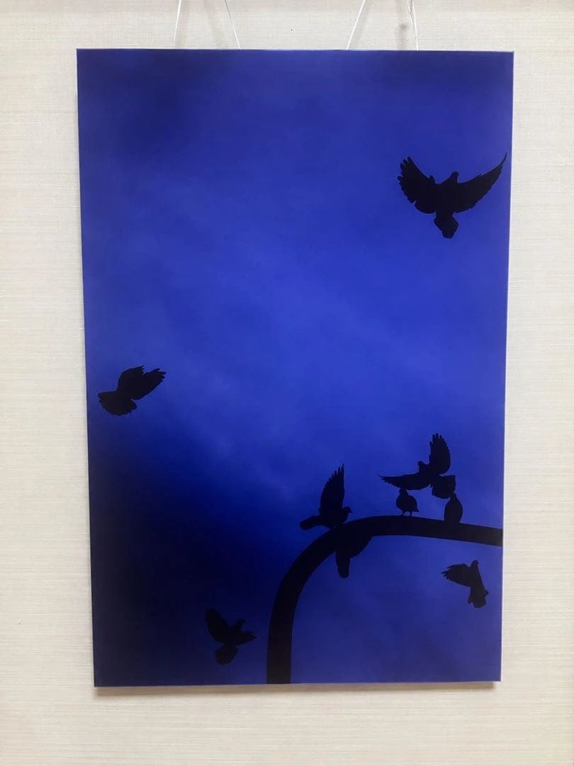 一点物 大型アート 75×49cm 群青ブルー 鳥 アクリルパネル