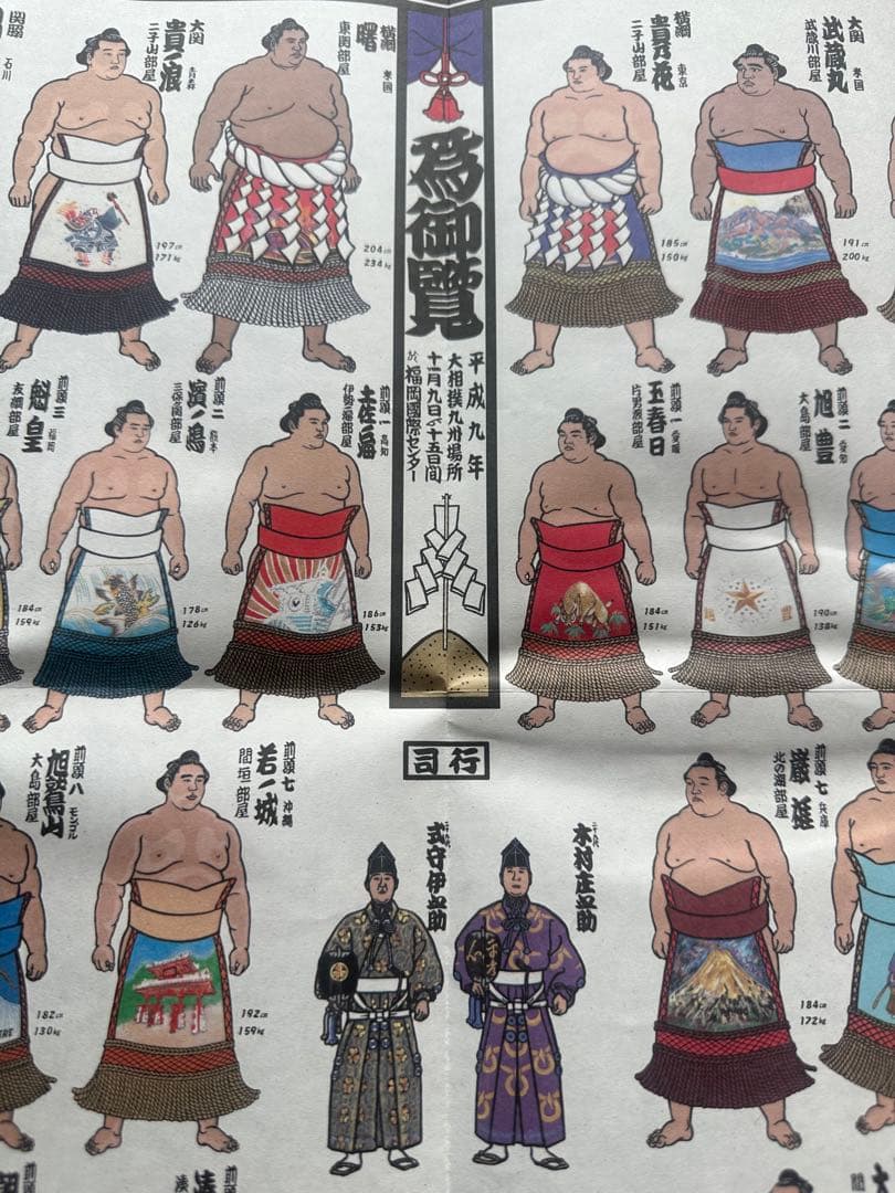 希少 平成9年 九州場所 大相撲 絵番付 1997年 貴乃花 曙 武蔵丸の写真10枚目