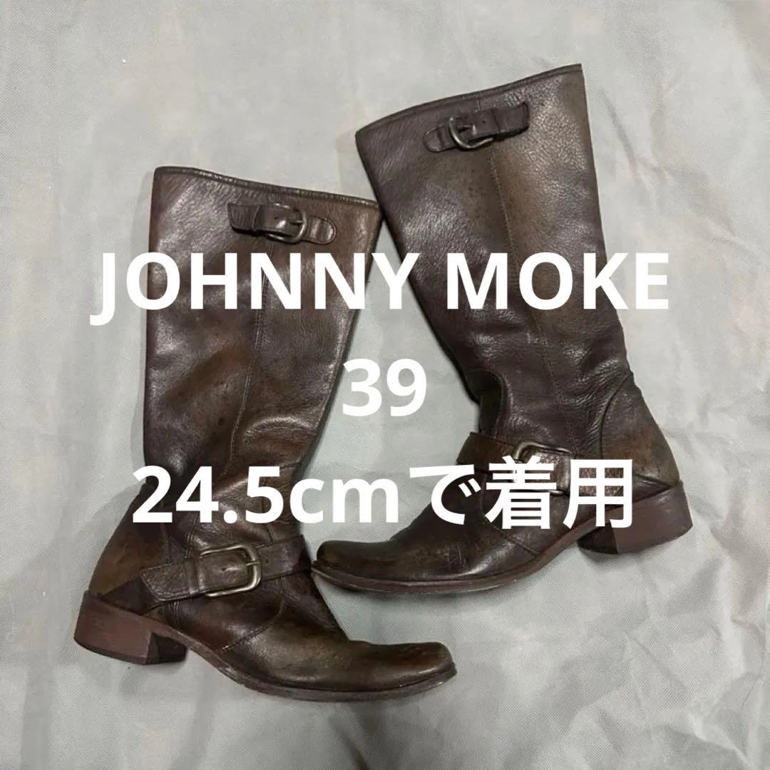 JOHNNY MOKE ジョニーモーク 本革 ロングブーツ 39 レザー