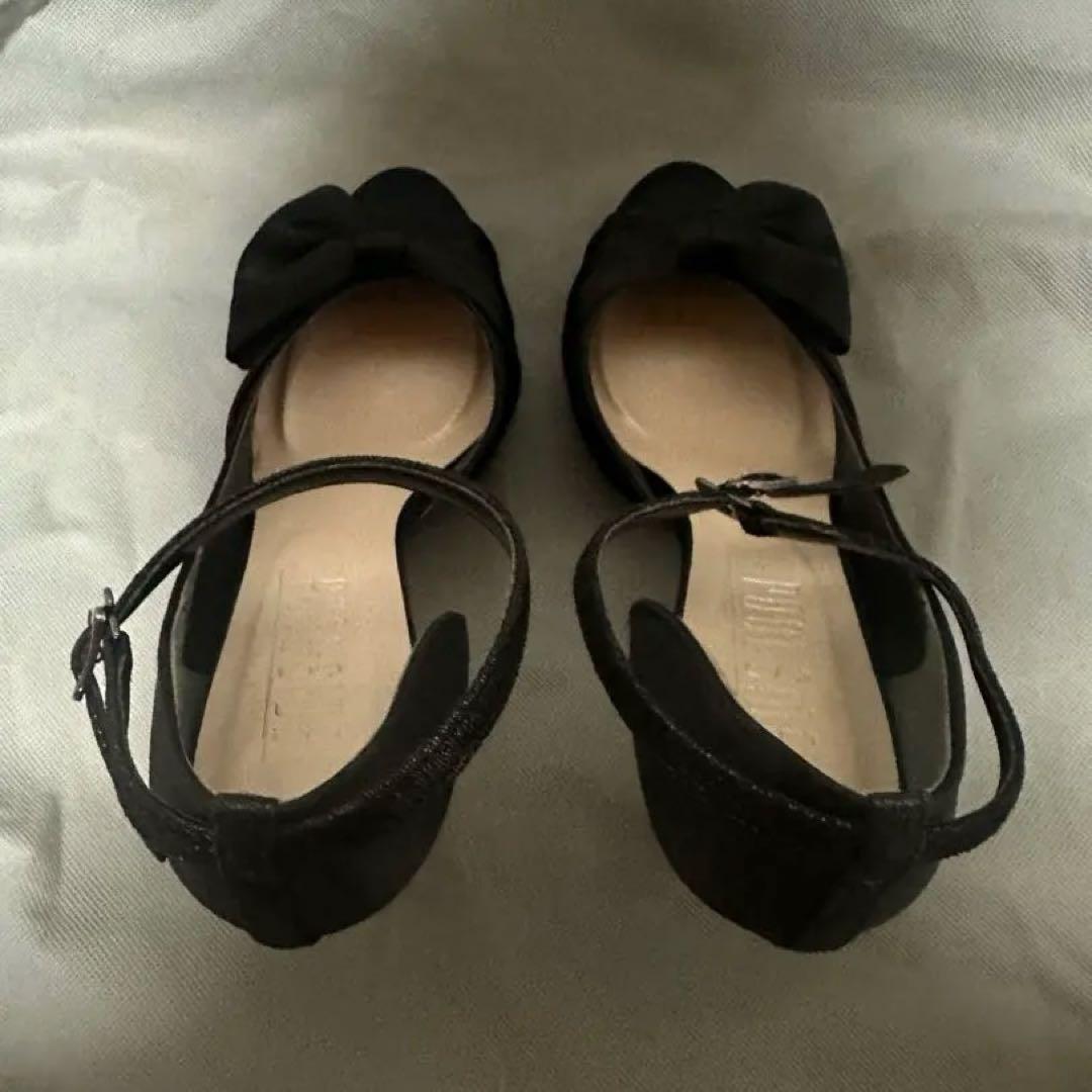 【美品】POOL SIDE リボンパンプス 24.5cm 黒 日本製 1回着用の写真8枚目