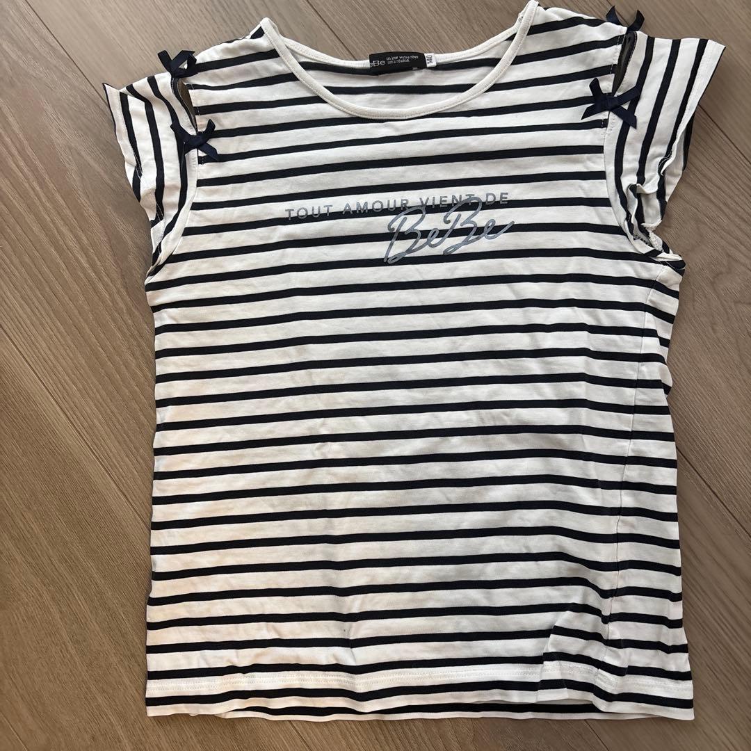 BeBe キッズ Tシャツ 140cm ボーダー リボン