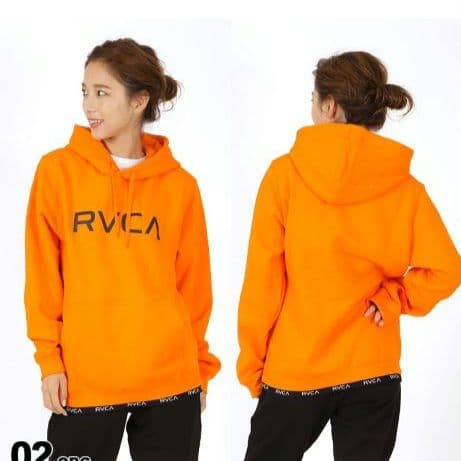 RVCA/ルーカ　レディース　パーカー　長袖　フード付き　オレンジ　XSサイズの写真8枚目