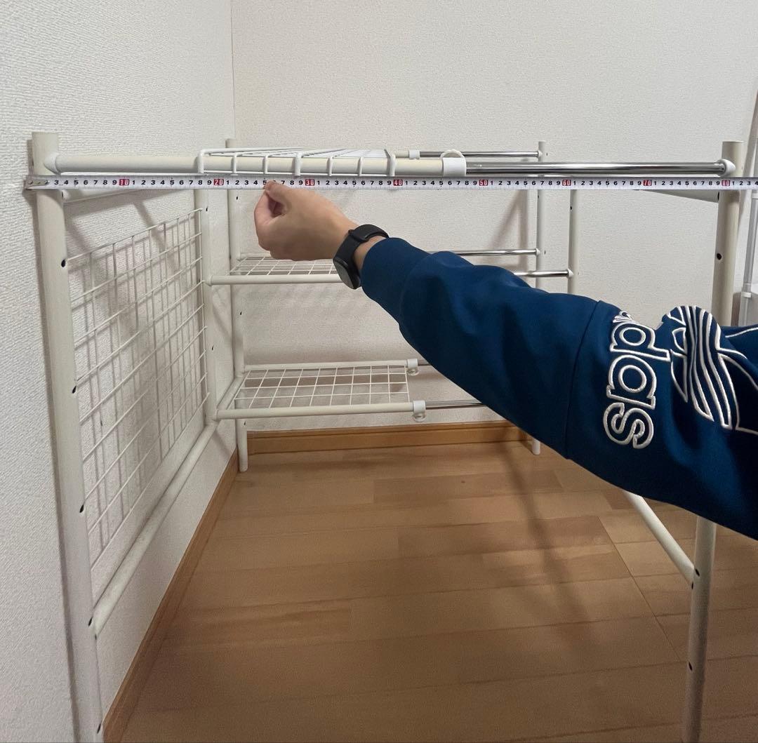 【10/15まで掲載】伸縮式 2段 スチールラック ホワイト 収納棚の写真3枚目
