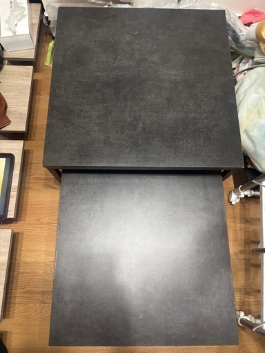 【10/7まで出品】ネストテーブル(ローテーブル) ブラック ストーン調の写真2枚目