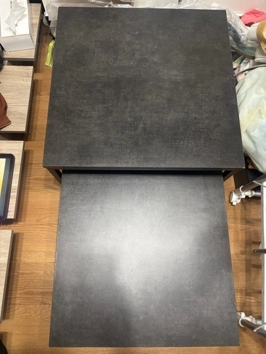【10/7まで出品】ネストテーブル(ローテーブル) ブラック ストーン調の写真2枚目
