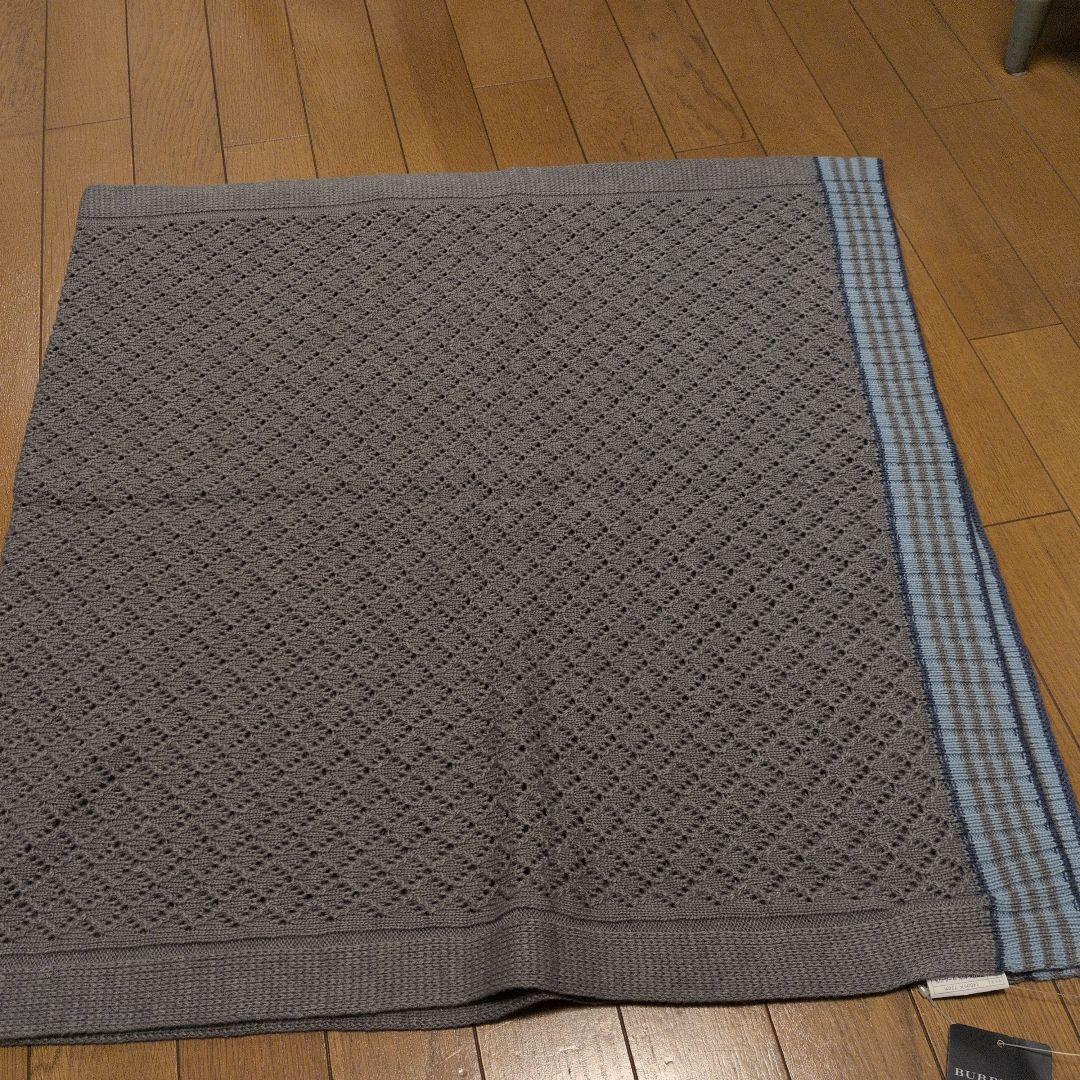 BURBERRY ひざ掛け ニット グレー 140cm×70cm