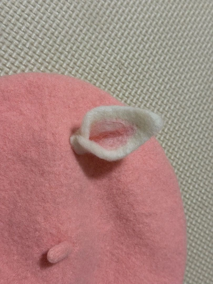 ハンドメイドうさ耳ベビー帽子可愛い ピンクの写真2枚目