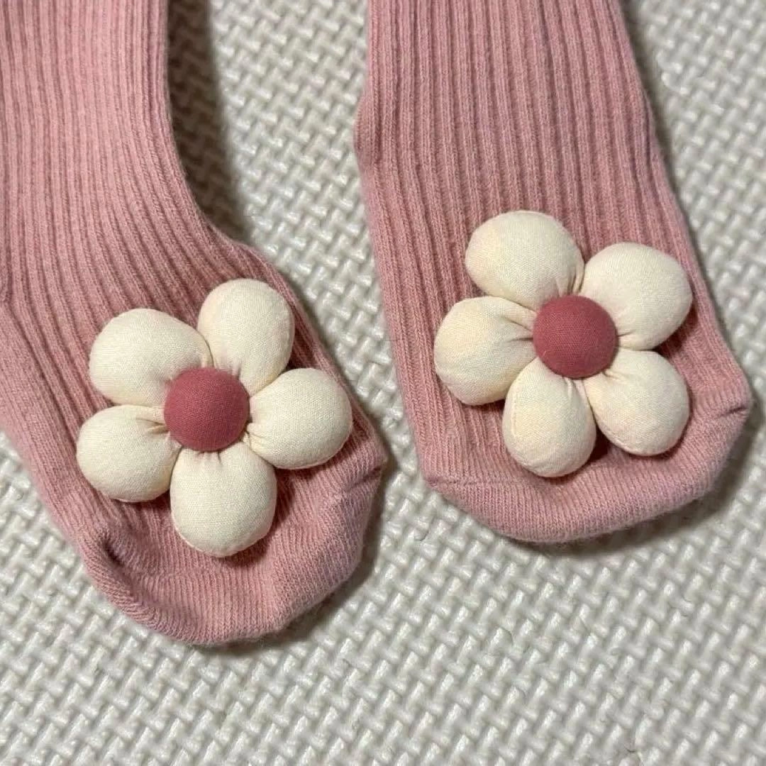 メゾピアノ ベビーソックス0-2歳 花柄 ピンク靴下の写真3枚目