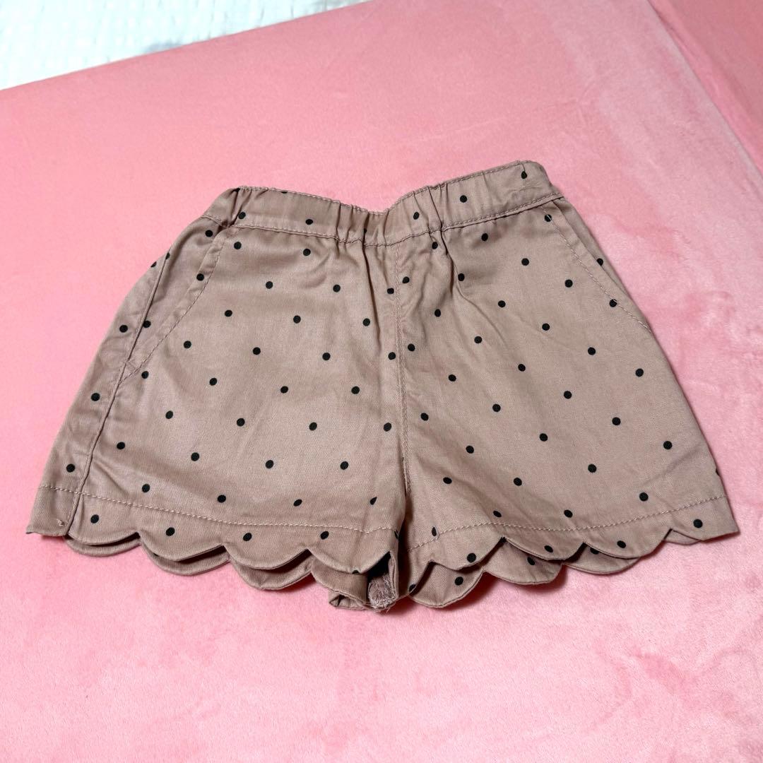 branshes ドット柄 スカラップ ショートパンツ 80-90cmピンク