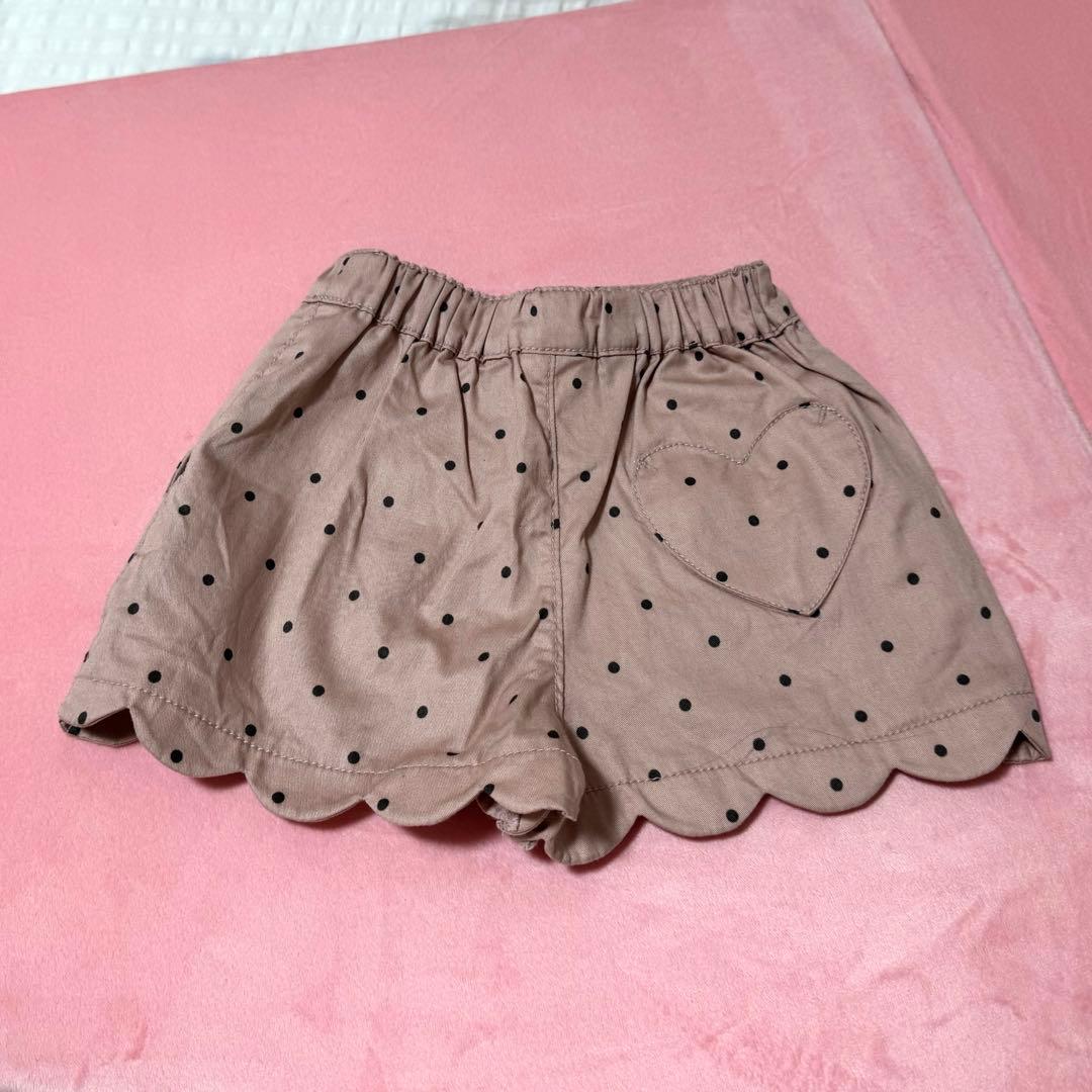 branshes ドット柄 スカラップ ショートパンツ 80-90cmピンクの写真2枚目