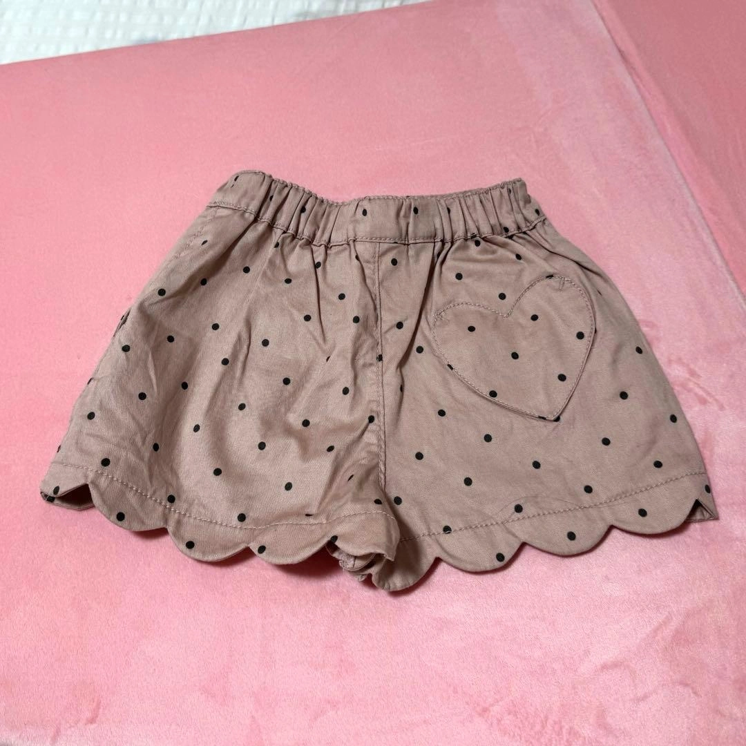 branshes ドット柄 スカラップ ショートパンツ 80-90cmピンクの写真2枚目