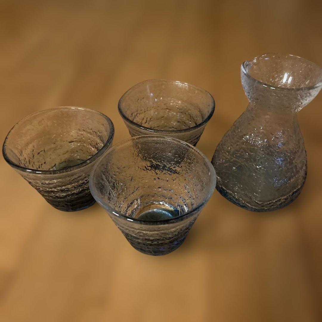 ガラス製 酒器セット 徳利 ぐい呑み 4点セット