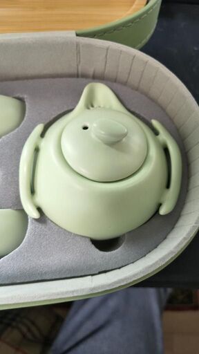 竹製茶盤付き 携帯用茶器セット 収納ケース入り（グリーン）の写真5枚目